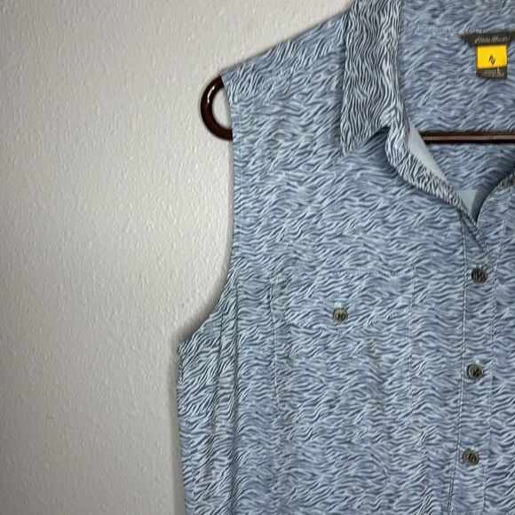 Eddie Bauer Blue Sleeveless Collared Button Front Dress Size Large - Picture 7 of 11